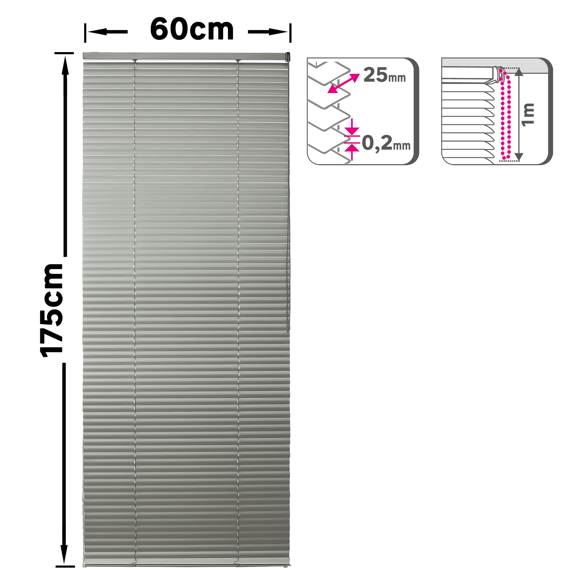 Bricocenter VENEZIANA EPONA ALLUMINIO CROMO 60X175CM