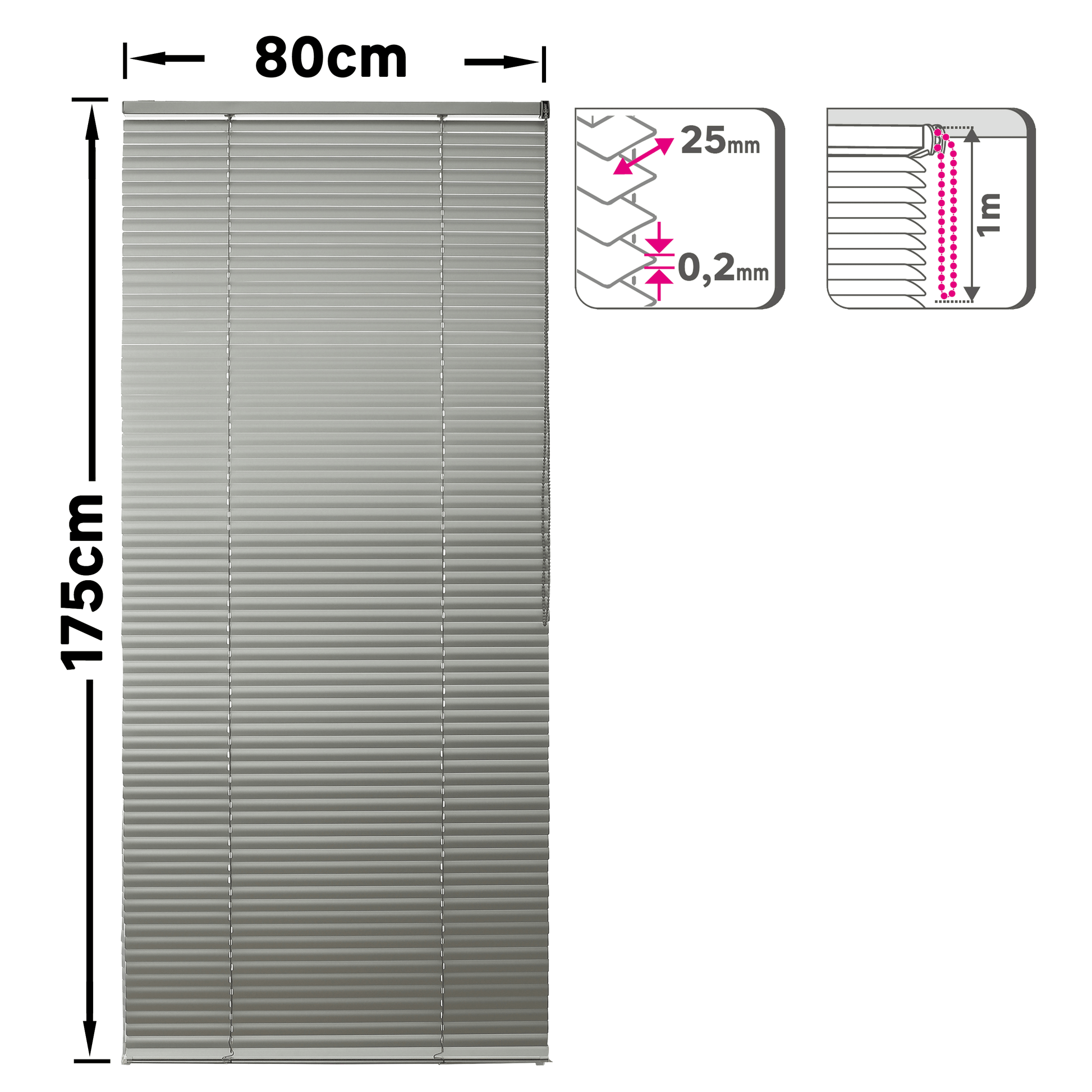 Bricocenter VENEZIANA EPONA ALLUMINIO CROMO 80X175CM