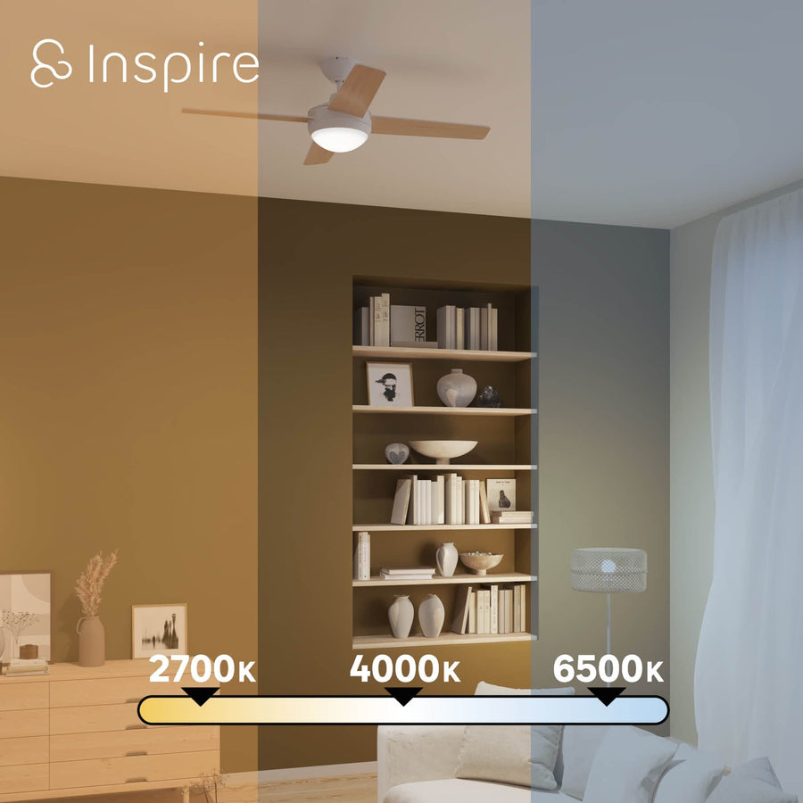 Bricocenter AVEIRO CEILING FAN PLASTIC PLASTIC LIGHT WOOD AND WHITE D112 CM LED 15W 4 BLADES