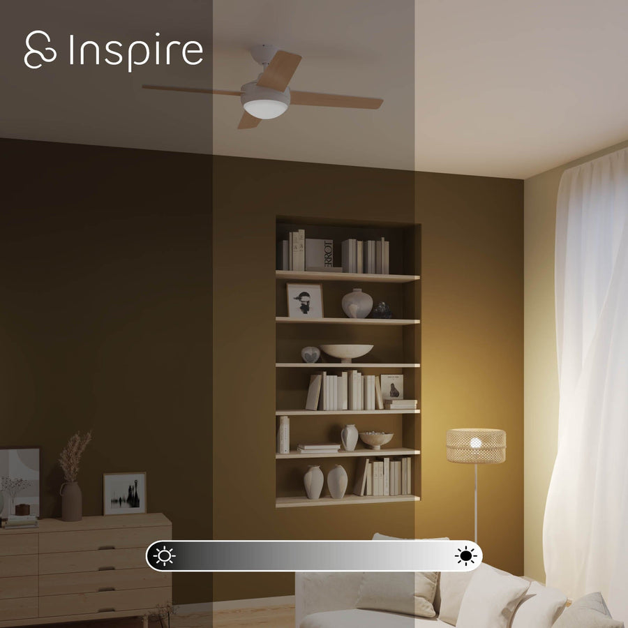 Bricocenter AVEIRO CEILING FAN PLASTIC PLASTIC LIGHT WOOD AND WHITE D112 CM LED 15W 4 BLADES