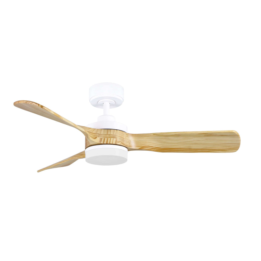 Bricocenter CHRIS CEILING FAN METAL LIGHT WOOD D112 CM LED 45W CCT DIMMABLE 3 BLADES
