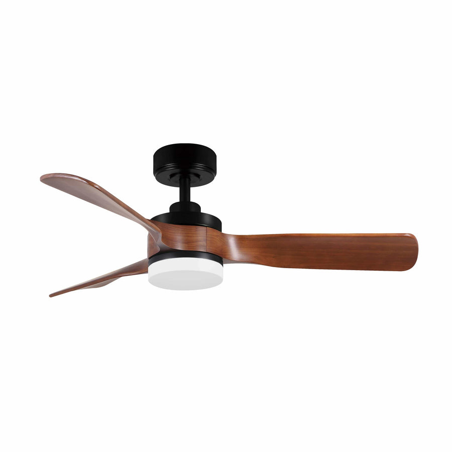 Bricocenter CHRIS D112 CM BLACK METAL AND WOOD CEILING FAN LED 19W CCT DIMMABLE 3 BLADES