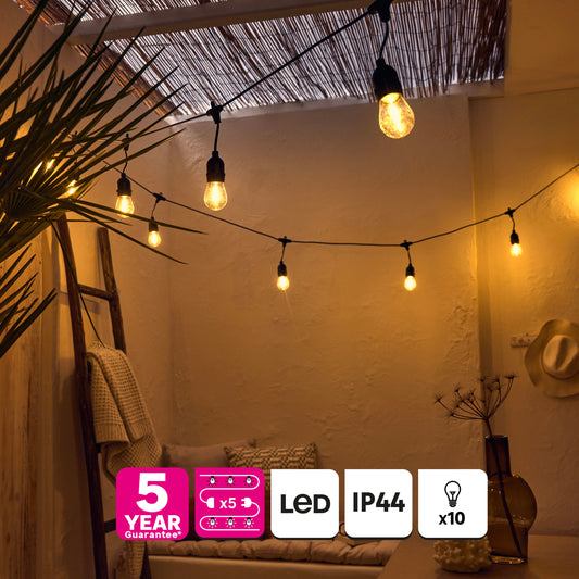 Glen LED string lights, 7.6 m, 10 x 44 lm, warm light, IP54