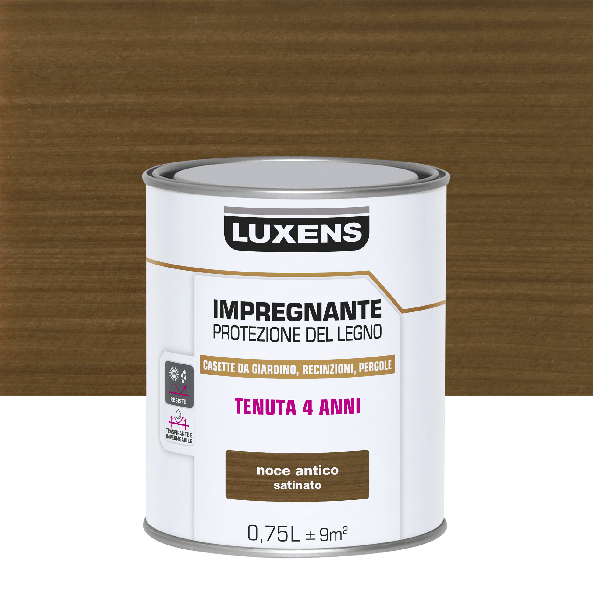 Bricocenter WATER-BASED WOOD PROTECTIVE IMPREGNATING AGENT DARK WALNUT LUXENS 750 ML