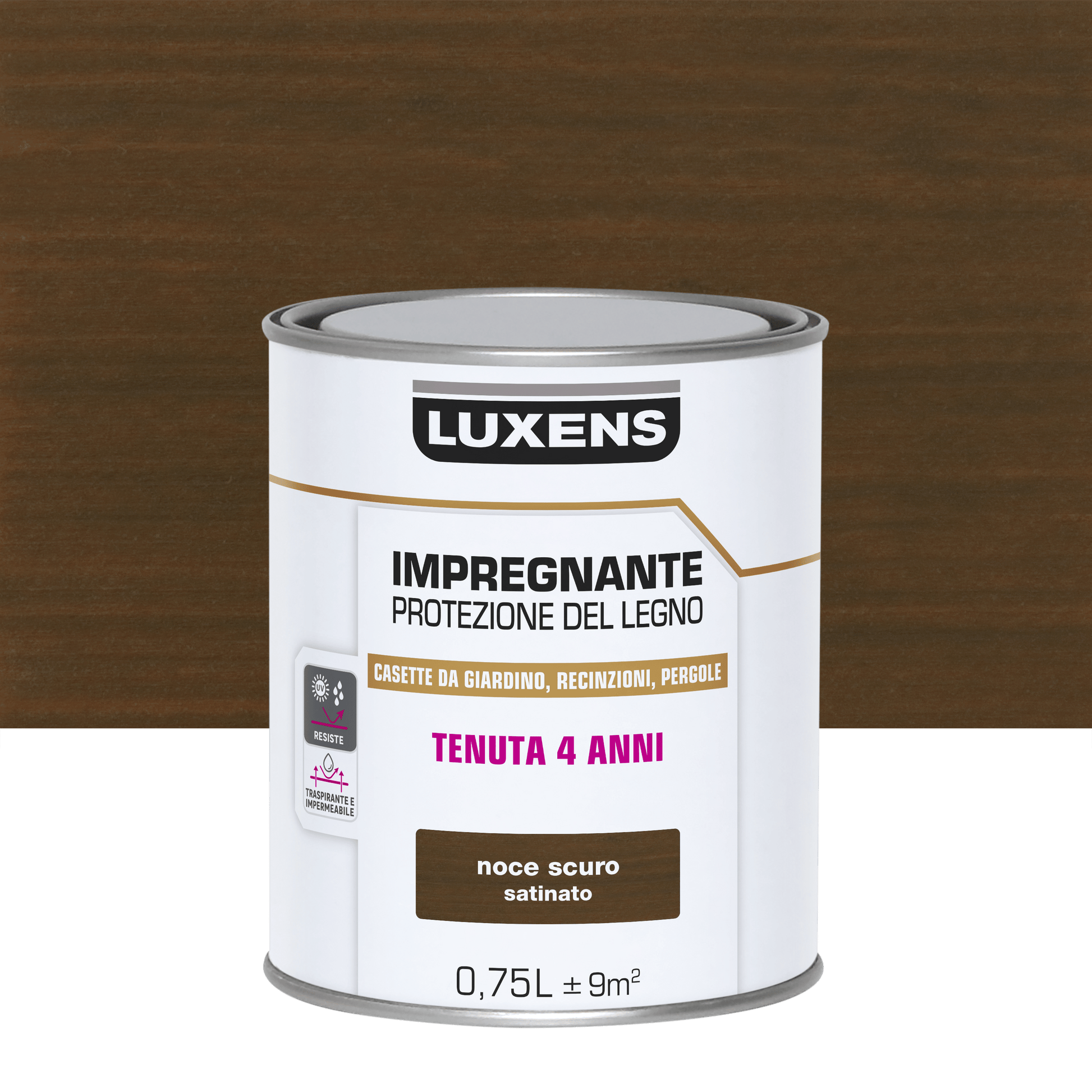 Bricocenter WATER-BASED WOOD PROTECTIVE IMPREGNATING AGENT ANTIQUE WALNUT LUXENS 750 ML