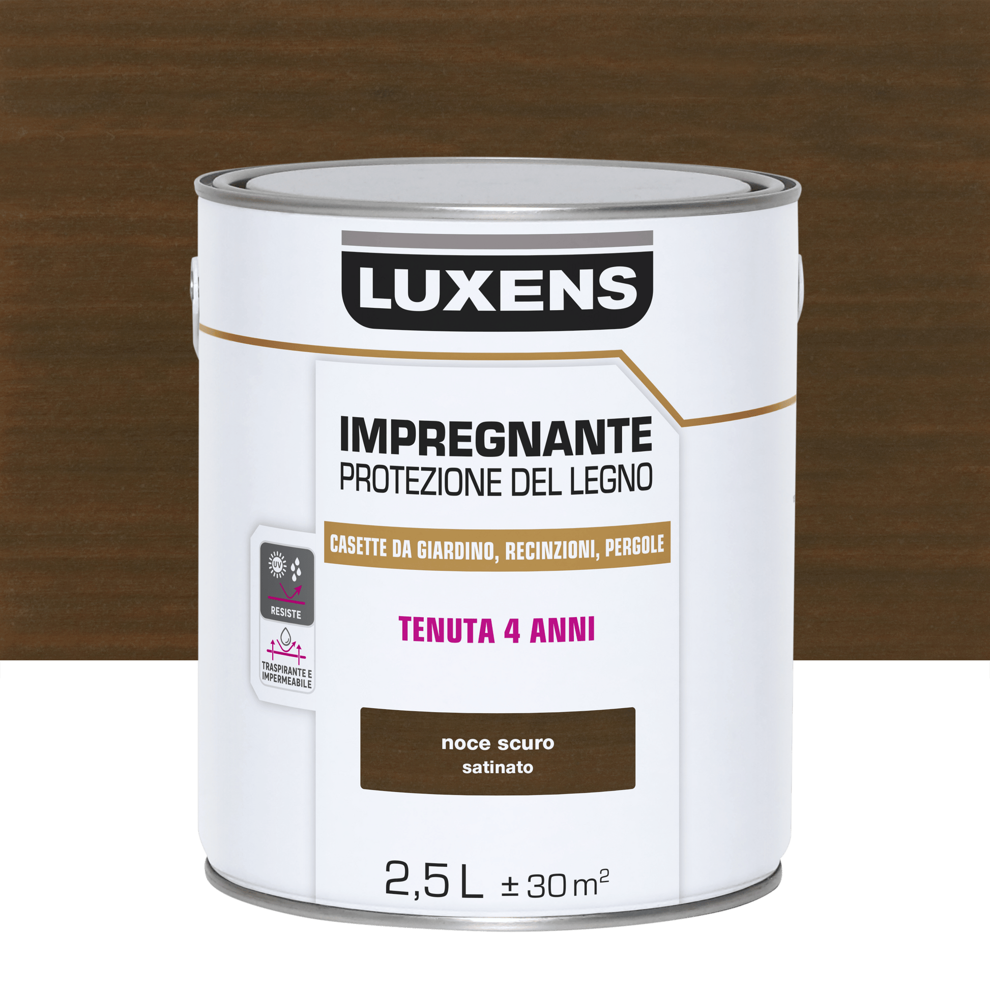 Bricocenter WATER-BASED WOOD PRESERVATIVE IMPREGNATING AGENT ANTIQUE WALNUT LUXENS 2.5 LT