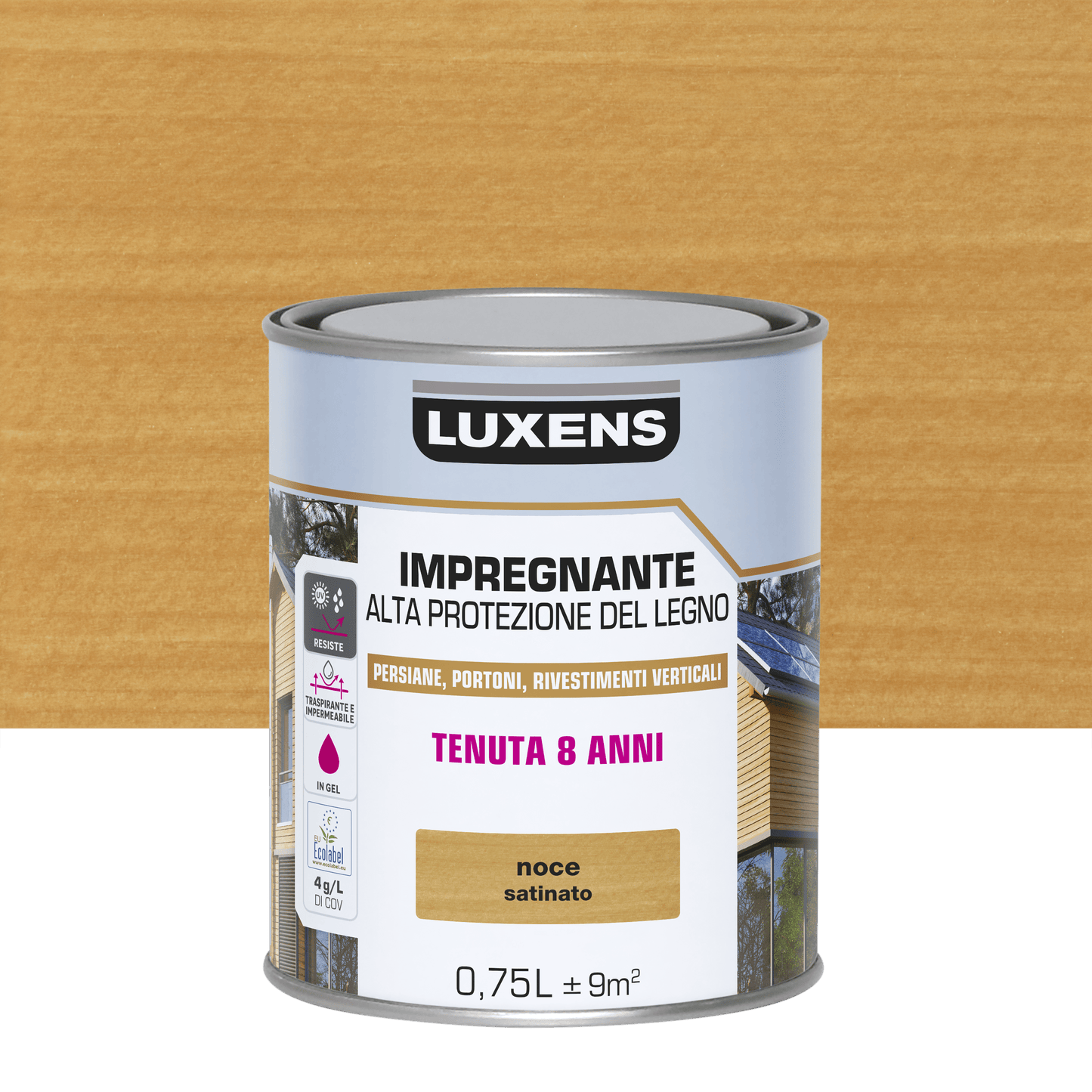 Bricocenter WATER-BASED WOOD PROTECTIVE IMPREGNATING AGENT WALNUT HIGH PROTECTION LUXENS 750 ML
