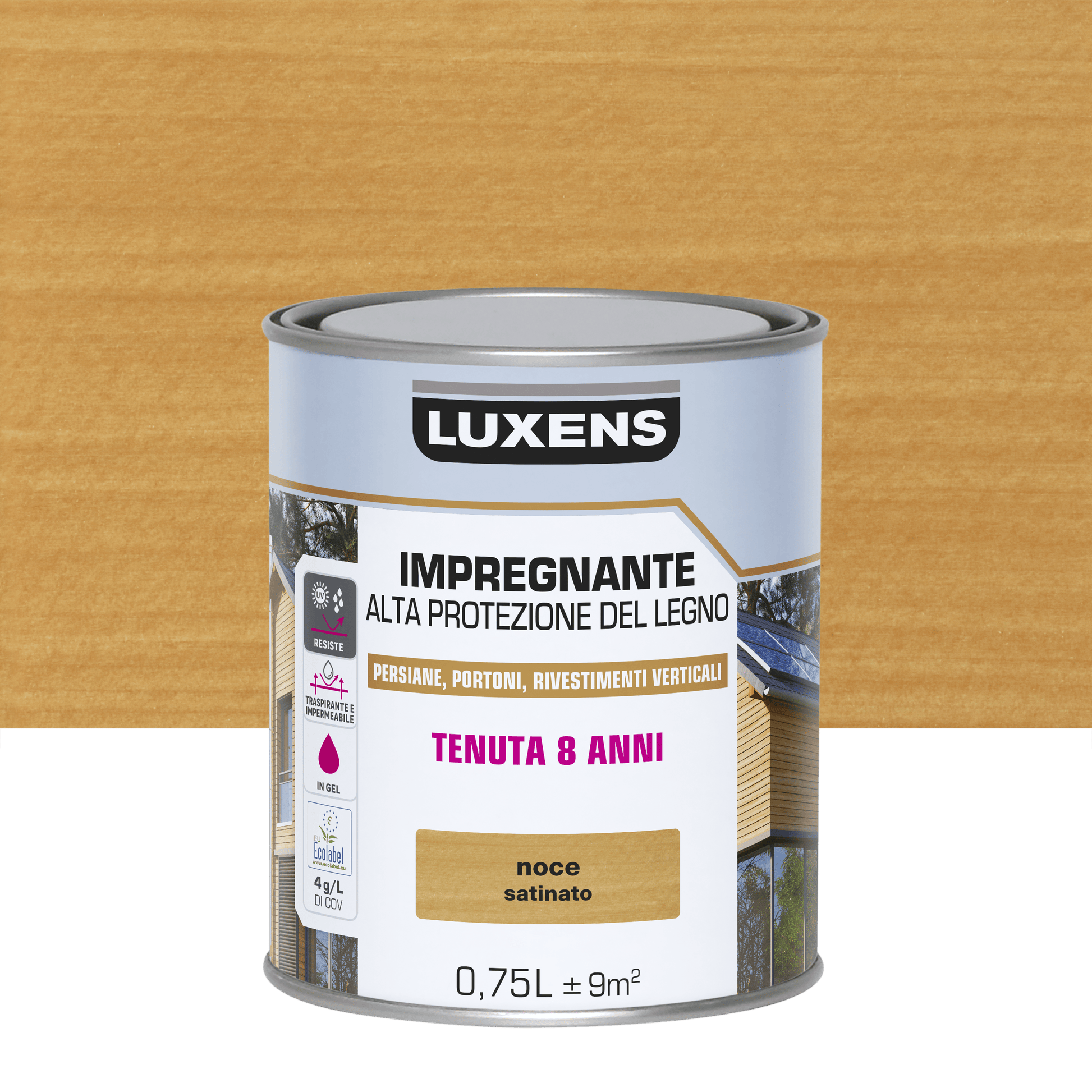Bricocenter WATER-BASED WOOD PROTECTIVE IMPREGNATING AGENT WALNUT HIGH PROTECTION LUXENS 750 ML