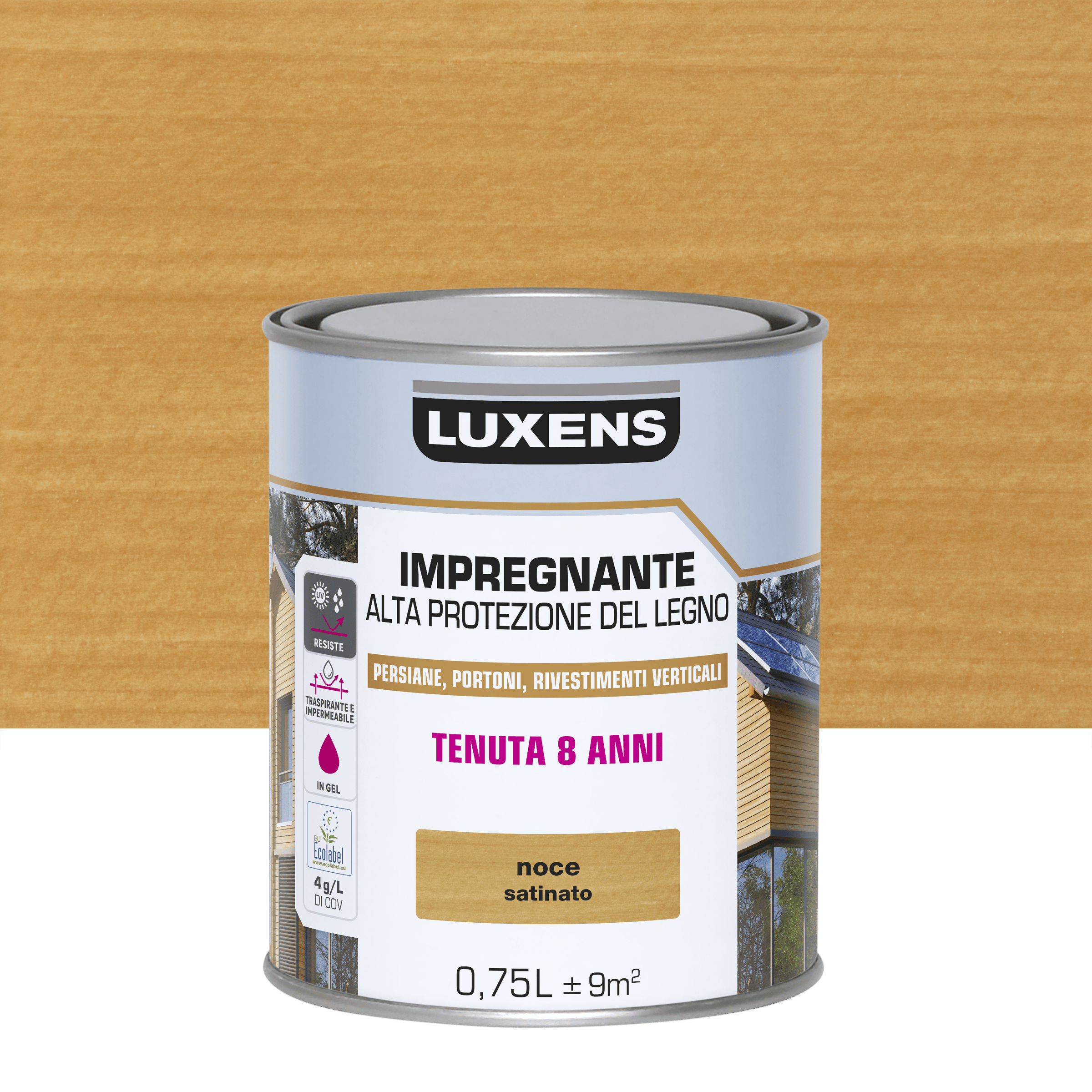 Bricocenter WATER-BASED WOOD PROTECTIVE IMPREGNATING AGENT WALNUT HIGH PROTECTION LUXENS 750 ML