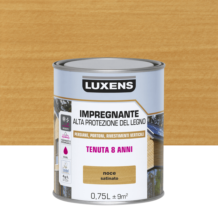 Bricocenter WATER-BASED WOOD PROTECTIVE IMPREGNATING AGENT WALNUT HIGH PROTECTION LUXENS 750 ML