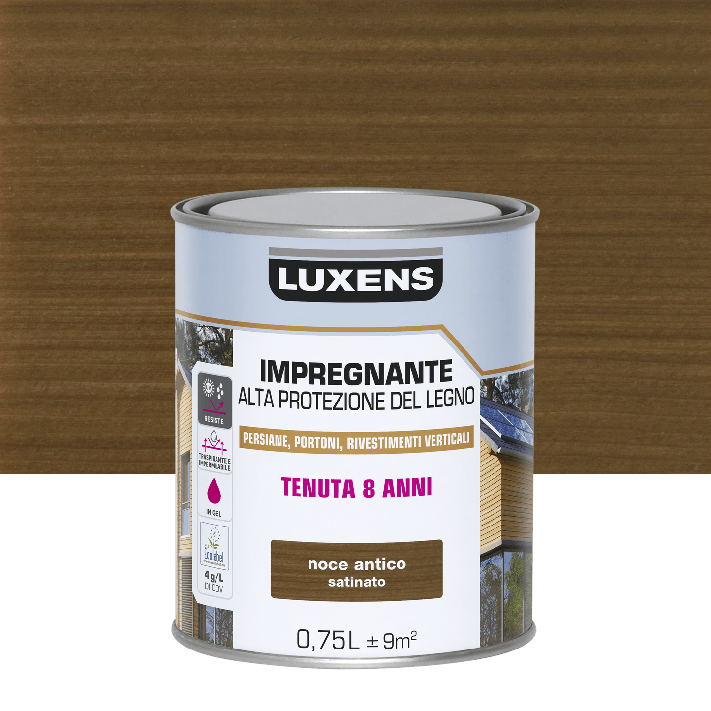 Bricocenter WATER-BASED WOOD PROTECTIVE IMPREGNATING AGENT DARK WALNUT HIGH PROTECTION LUXENS 750 ML