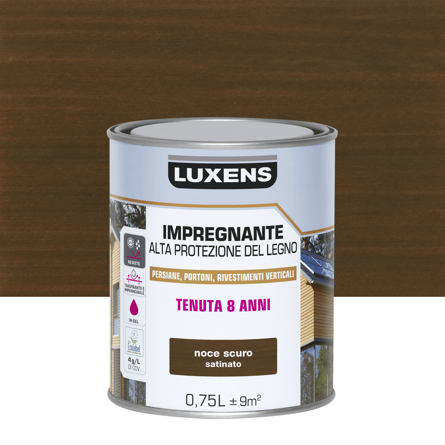 Bricocenter WATER-BASED WOOD PROTECTIVE IMPREGNATING AGENT ANTIQUE WALNUT HIGH PROTECTION LUXENS 750 ML