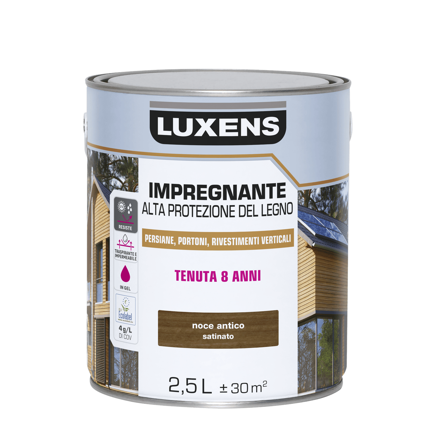 Bricocenter WATER-BASED WOOD PROTECTIVE IMPREGNATING AGENT DARK WALNUT HIGH PROTECTION LUXENS 2.5 LT