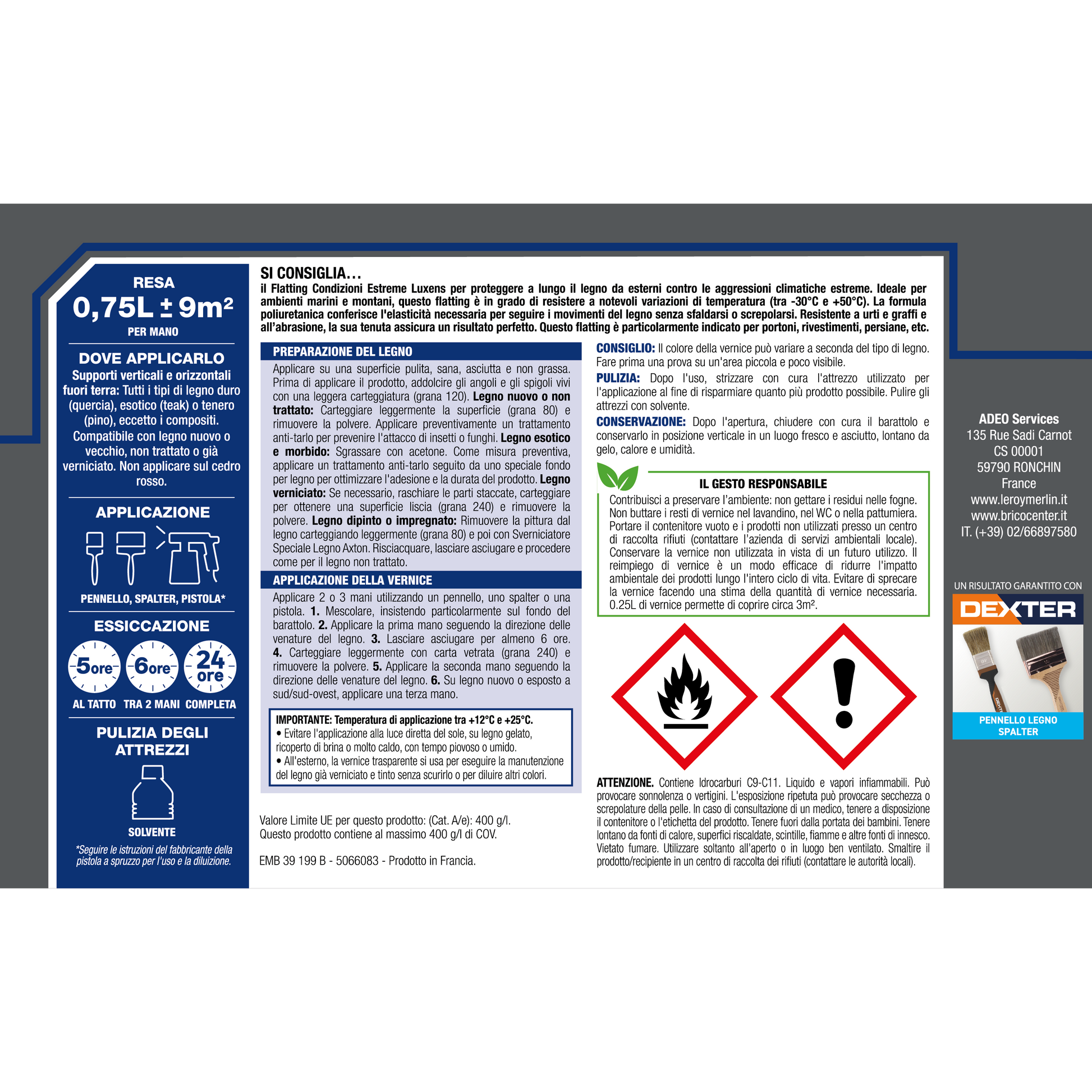 SOLVENT-BASED EXTREME CLIMATE FLATTING 750ML LUXENS