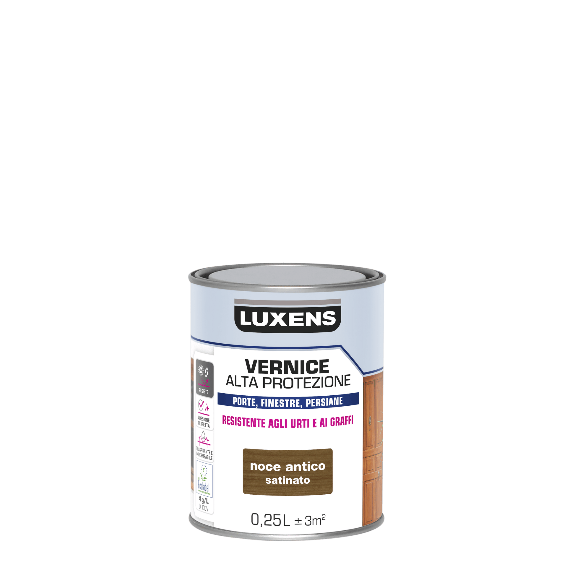 Bricocenter WATER-BASED WOOD PROTECTIVE VARNISH DARK WALNUT SATIN HIGH PROTECTION LUXENS 250 ML