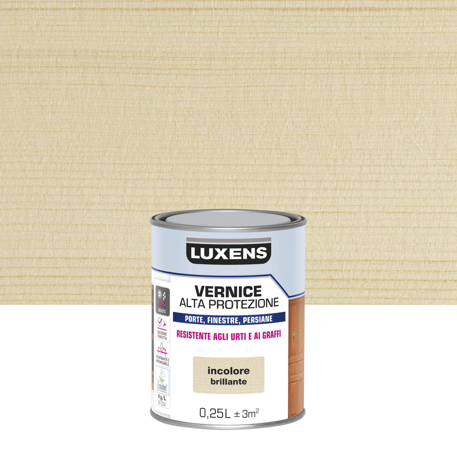 LUXENS HIGH-PROTECTION COLOURLESS HIGH-GLOSS WATER-BASED WOOD VARNISH 250 ML