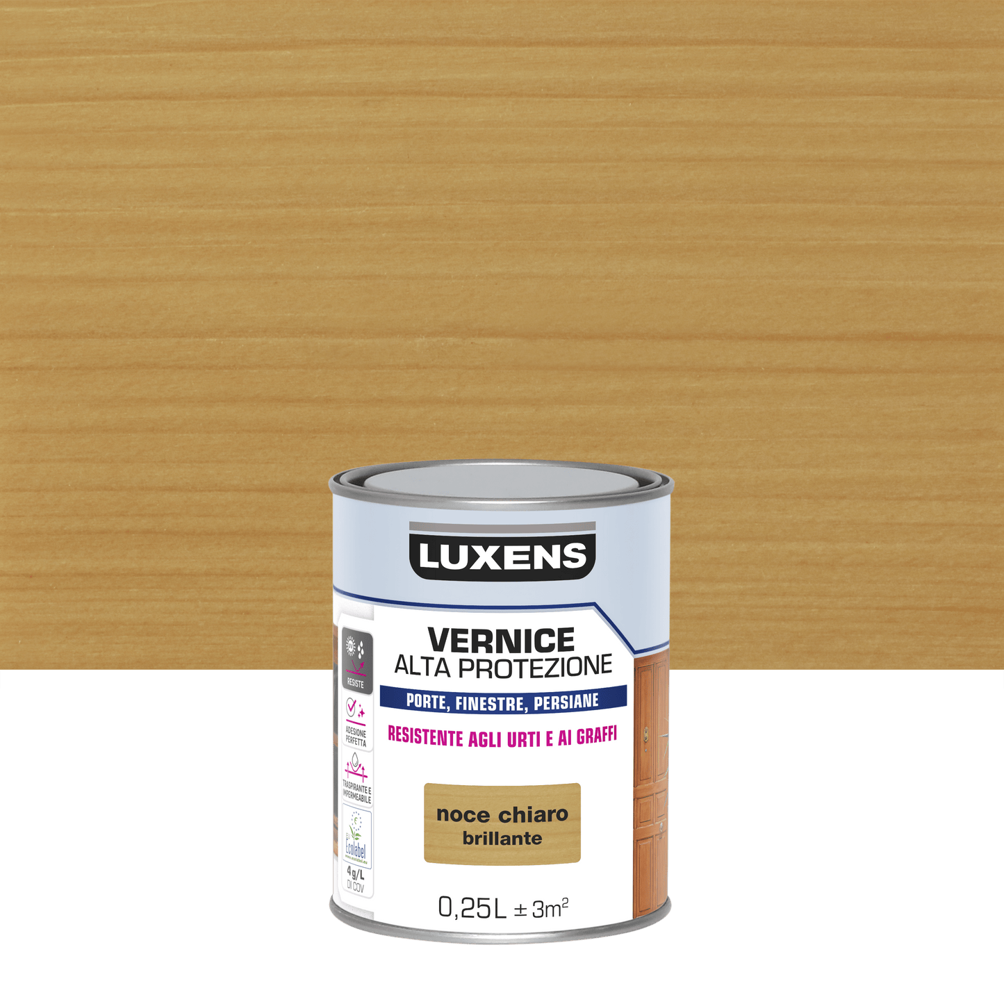 Bricocenter WATER-BASED WOOD PROTECTIVE PAINT LIGHT WALNUT BRIGHT HIGH PROTECTION LUXENS 250 M