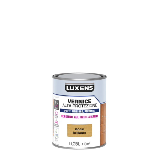 Bricocenter WATER-BASED WOOD PROTECTIVE VARNISH WALNUT GLOSS HIGH PROTECTION LUXENS 250 ML