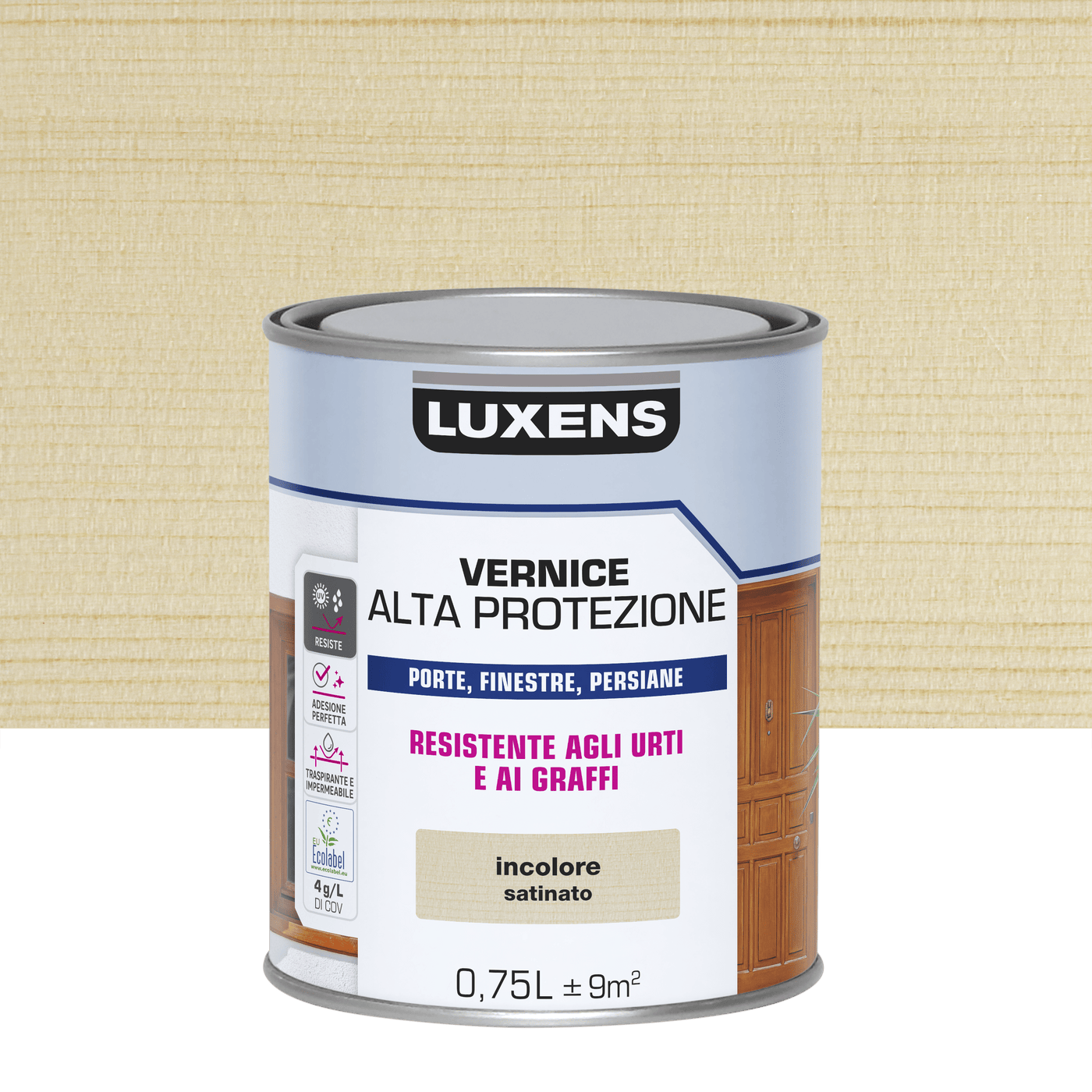 Bricocenter LUXENS HIGH PROTECTION SATIN COLORLESS WATER BASED WOOD PROTECTIVE VARNISH 750 ML