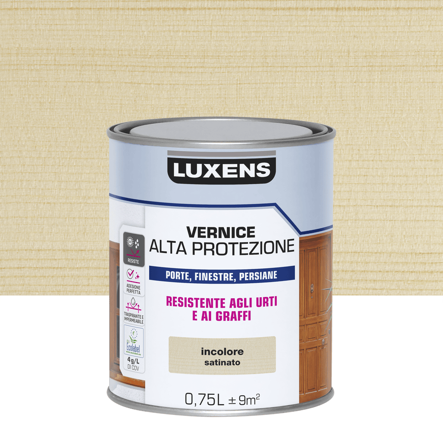 Bricocenter LUXENS HIGH PROTECTION SATIN COLORLESS WATER BASED WOOD PROTECTIVE VARNISH 750 ML