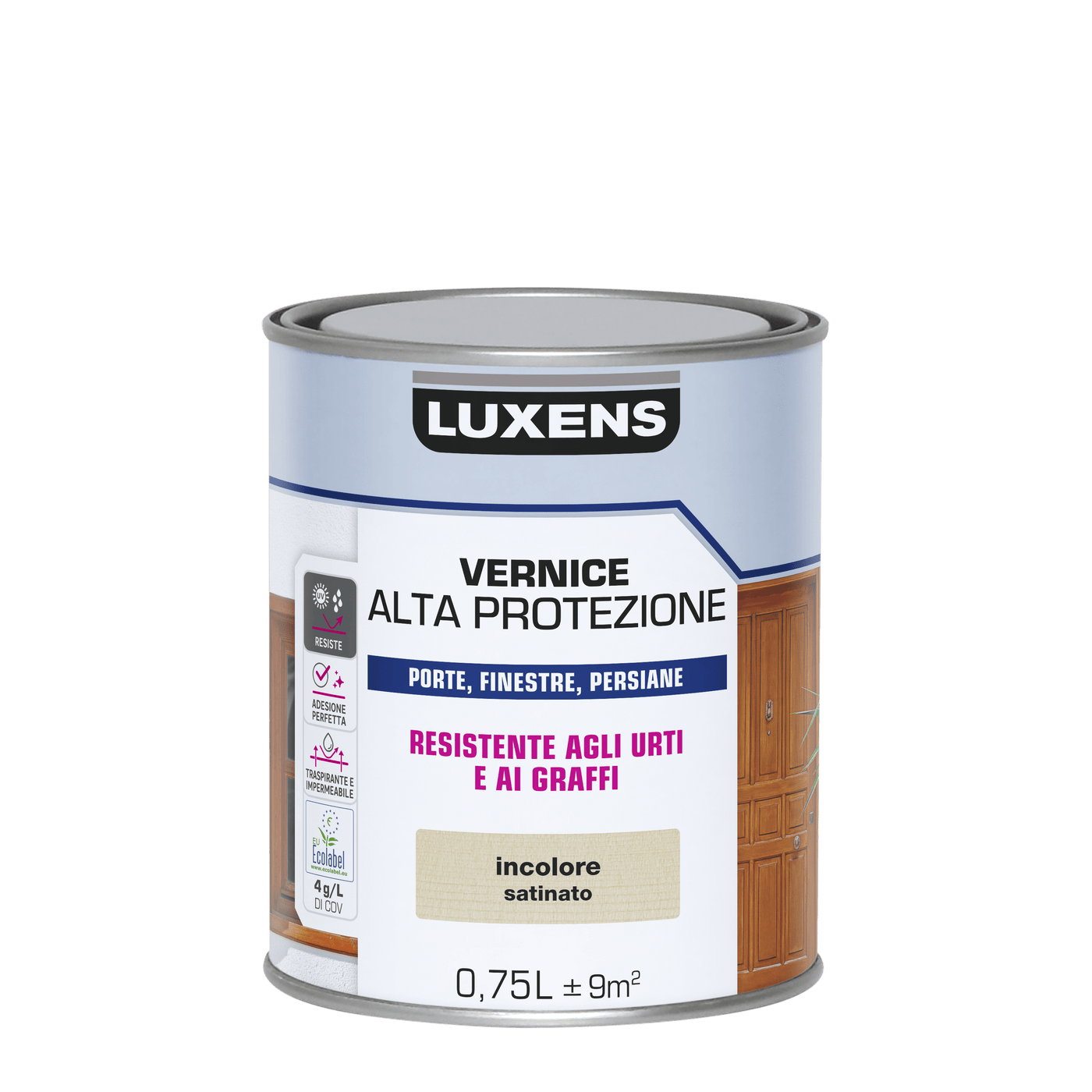Bricocenter LUXENS HIGH PROTECTION SATIN COLORLESS WATER BASED WOOD PROTECTIVE VARNISH 750 ML
