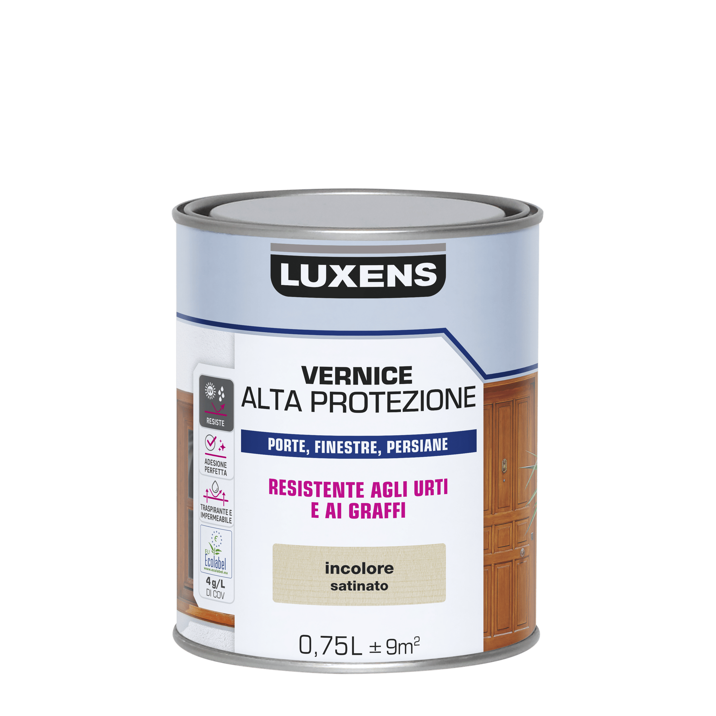 Bricocenter LUXENS HIGH PROTECTION SATIN COLORLESS WATER BASED WOOD PROTECTIVE VARNISH 750 ML