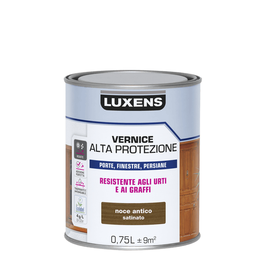 Bricocenter WATER-BASED WOOD PROTECTIVE VARNISH DARK WALNUT SATIN HIGH PROTECTION LUXENS 750 ML