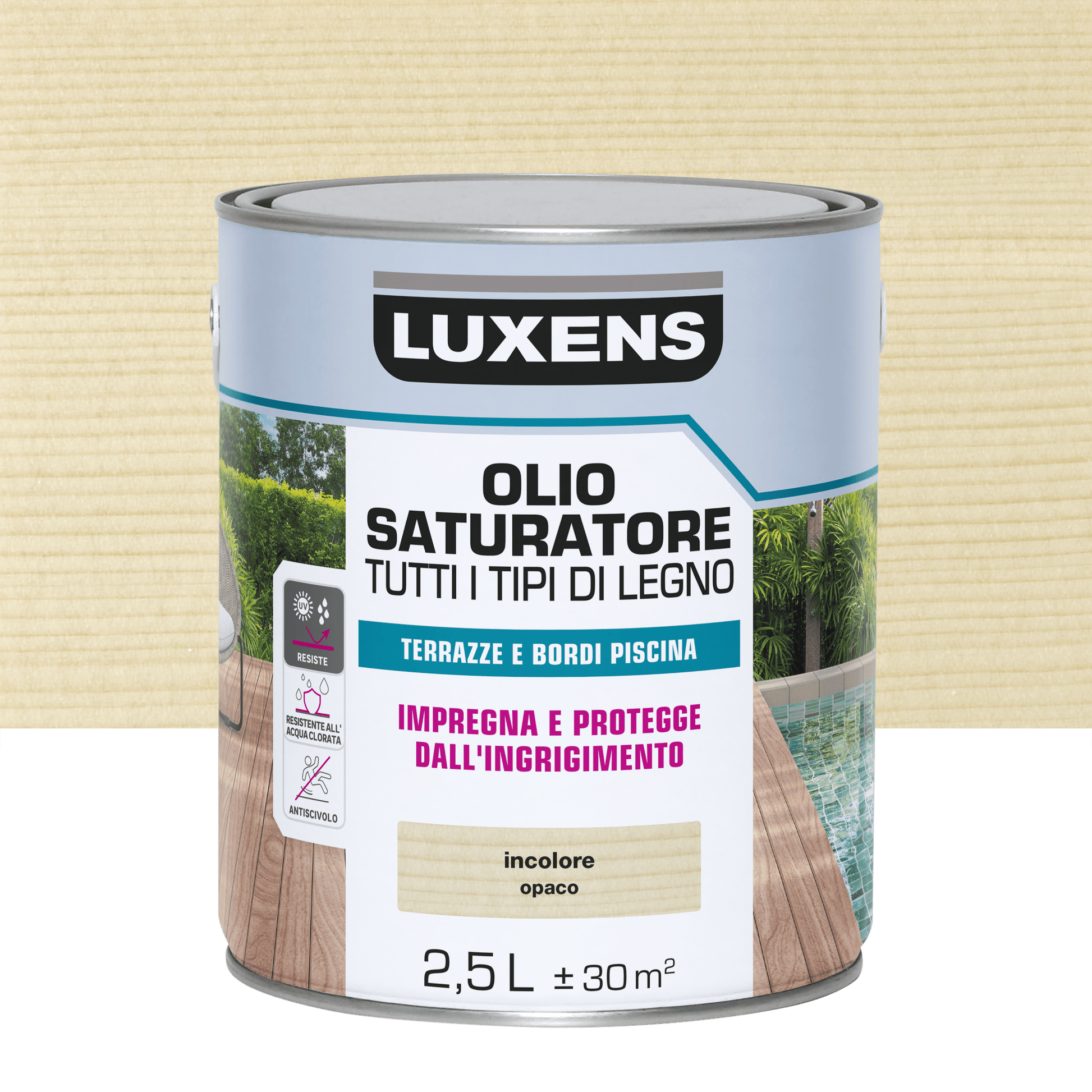 Bricocenter COLORLESS WATER-BASED EXTERIOR WOOD FLOOR PROTECTIVE OIL LUXENS 2.5LT