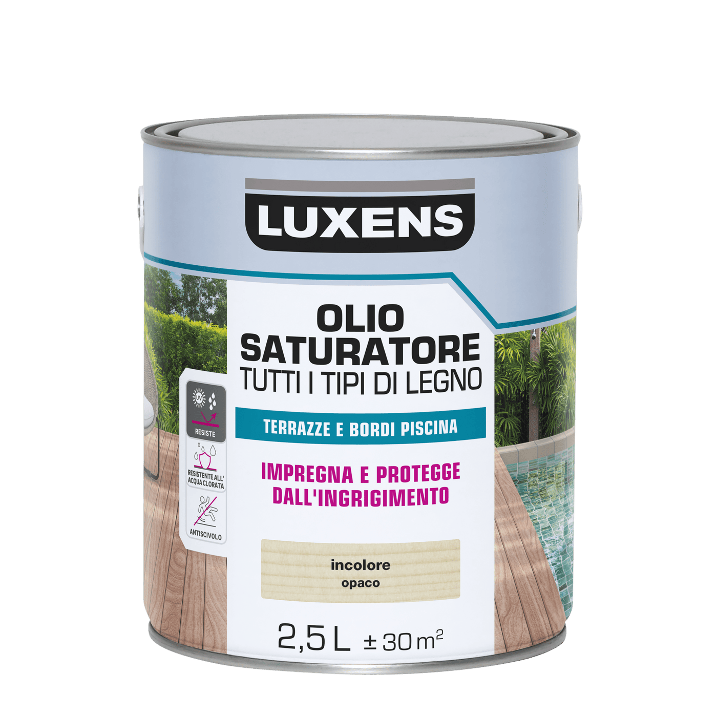 Bricocenter COLORLESS WATER-BASED EXTERIOR WOOD FLOOR PROTECTIVE OIL LUXENS 2.5LT