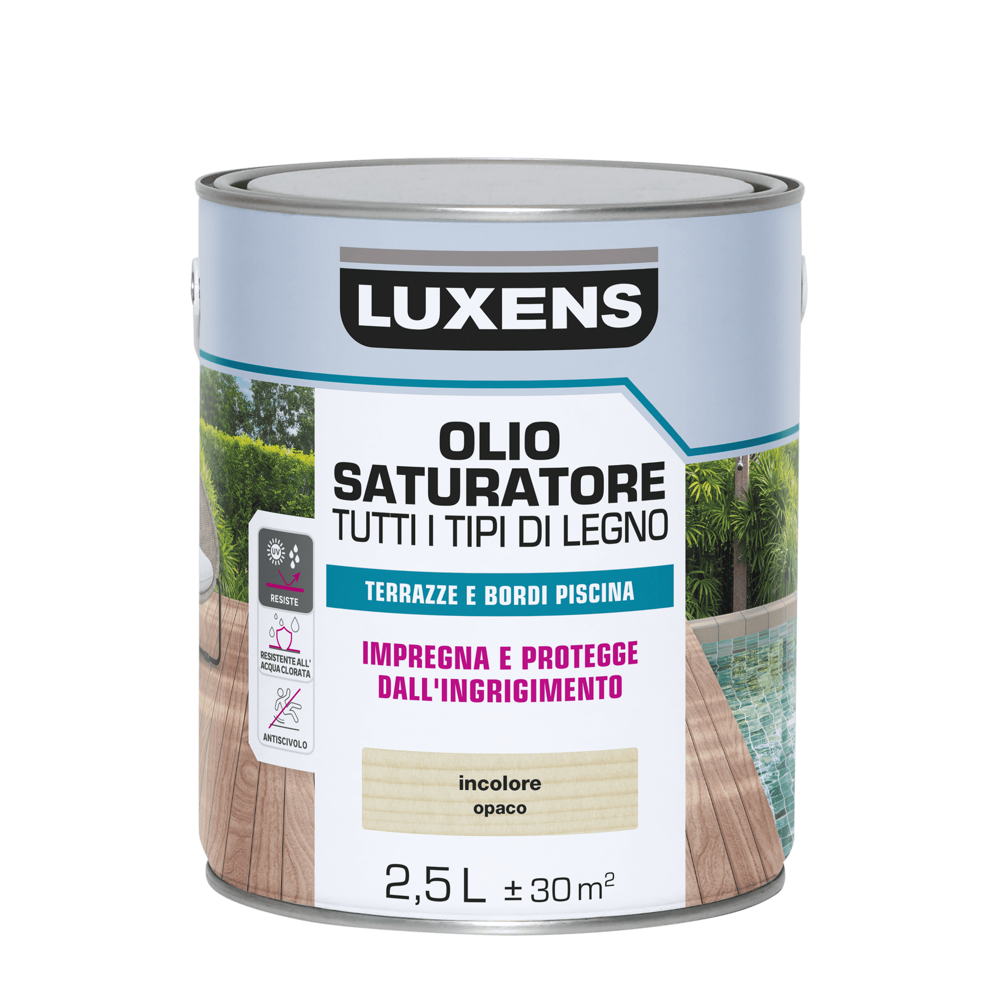 Bricocenter COLORLESS WATER-BASED EXTERIOR WOOD FLOOR PROTECTIVE OIL LUXENS 2.5LT