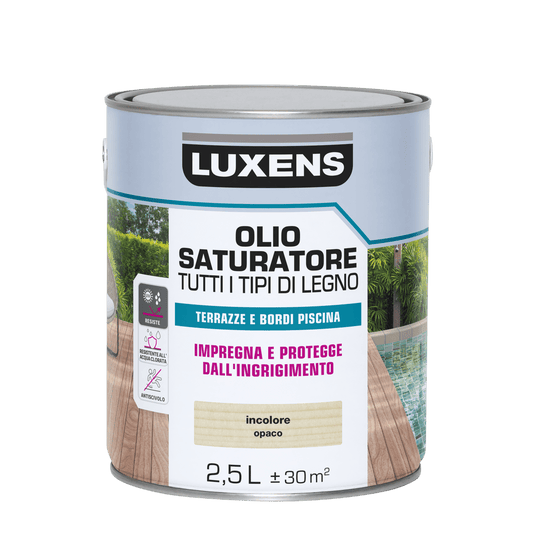 Bricocenter COLORLESS WATER-BASED EXTERIOR WOOD FLOOR PROTECTIVE OIL LUXENS 2.5LT