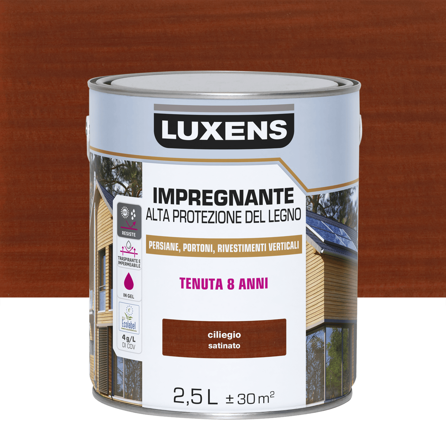 Bricocenter WATER-BASED CHERRY WOOD PROTECTIVE IMPREGNATING AGENT HIGH PROTECTION LUXENS 2.5 LT