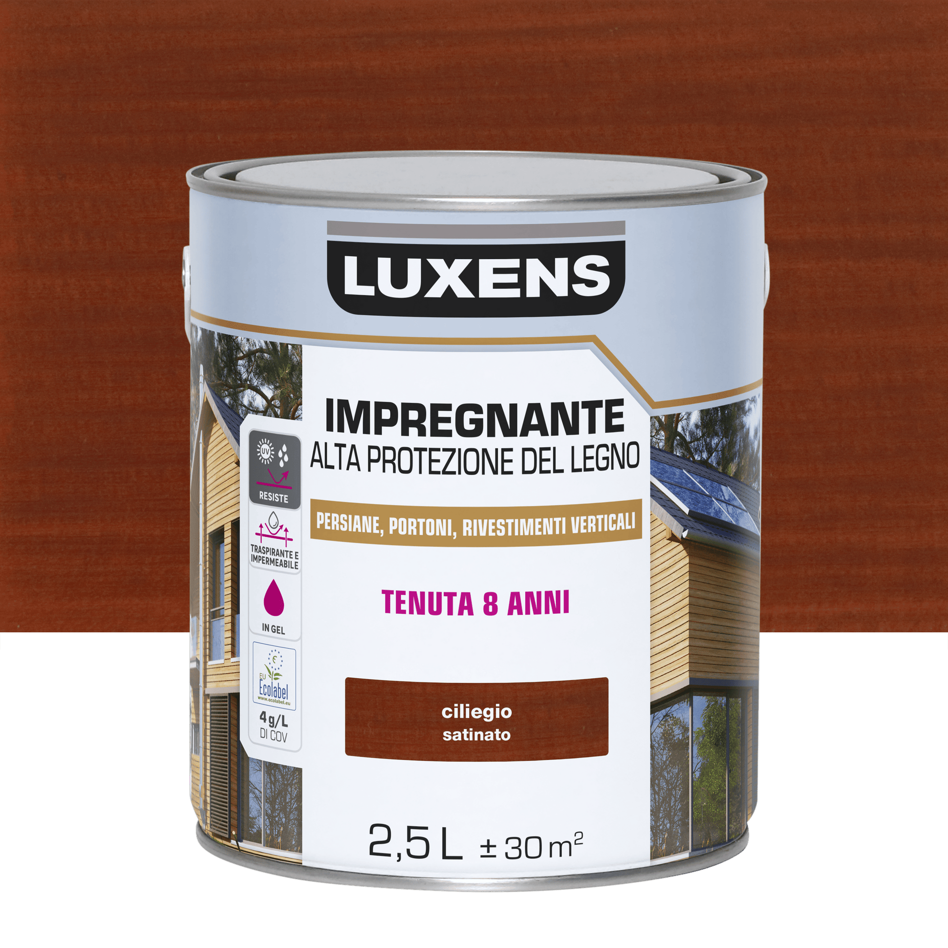Bricocenter WATER-BASED CHERRY WOOD PROTECTIVE IMPREGNATING AGENT HIGH PROTECTION LUXENS 2.5 LT