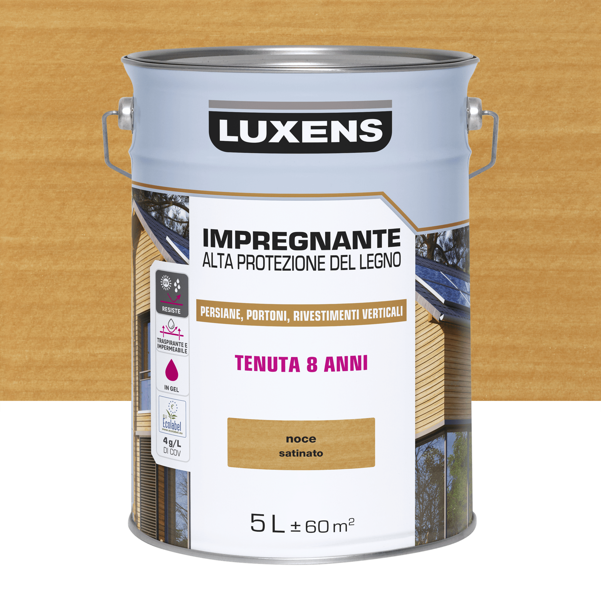 Bricocenter WATER-BASED WOOD PROTECTIVE IMPREGNATING AGENT WALNUT HIGH PROTECTION LUXENS 5 LT