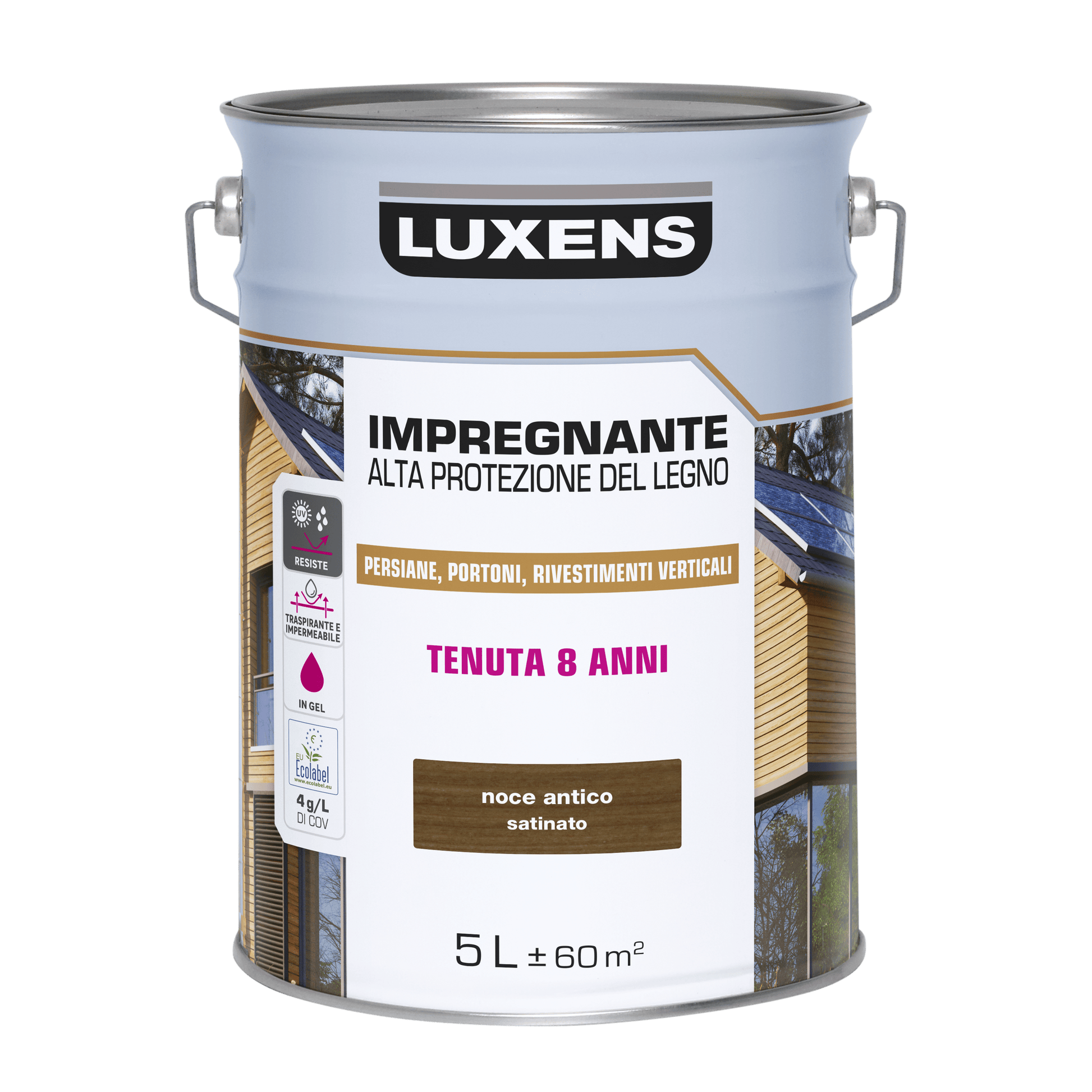 Bricocenter WATER-BASED WOOD PROTECTIVE IMPREGNATING AGENT DARK WALNUT HIGH PROTECTION LUXENS 5 LT