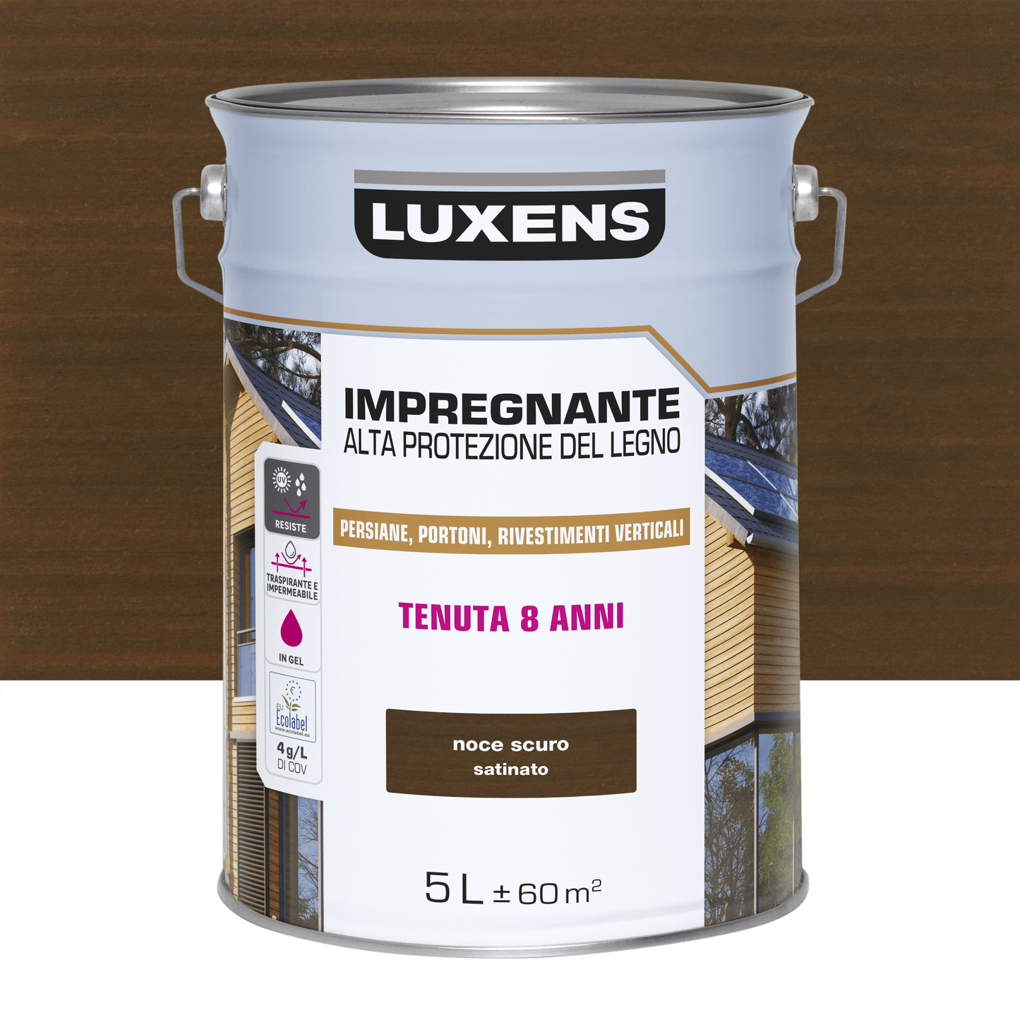 Bricocenter WATER-BASED WOOD PROTECTIVE IMPREGNATING AGENT ANTIQUE WALNUT HIGH PROTECTION LUXENS 5 LT