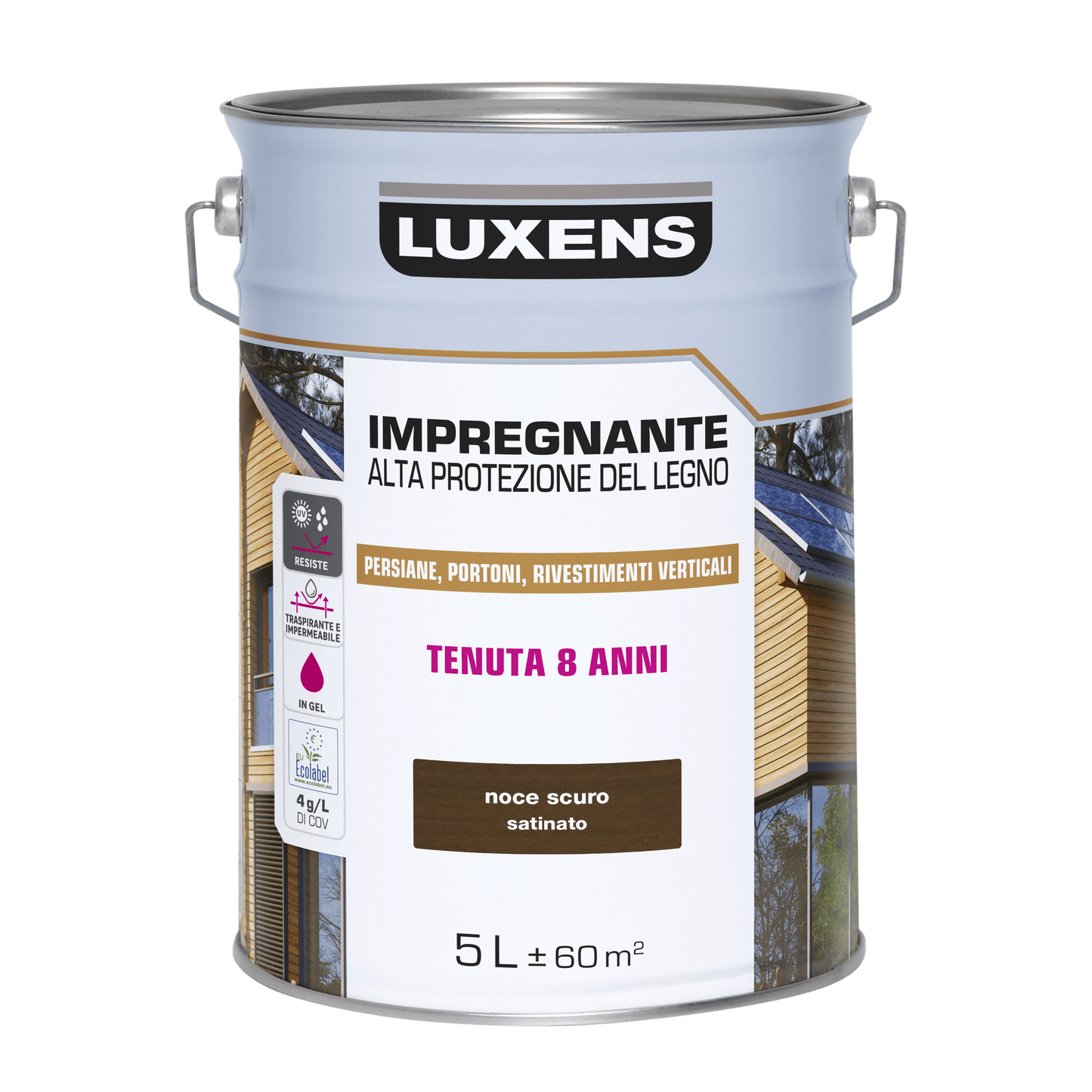 Bricocenter WATER-BASED WOOD PROTECTIVE IMPREGNATING AGENT ANTIQUE WALNUT HIGH PROTECTION LUXENS 5 LT