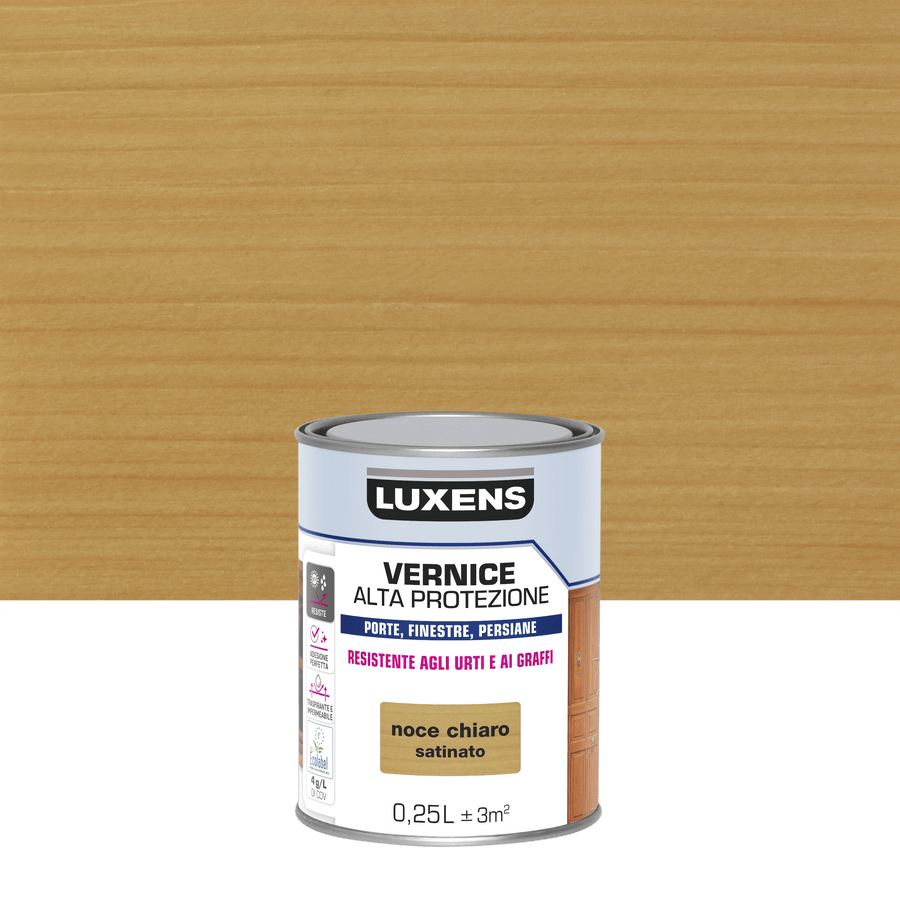 Bricocenter WATER-BASED WOOD PROTECTIVE VARNISH LIGHT WALNUT SATIN HIGH PROTECTION LUXENS 250 ML