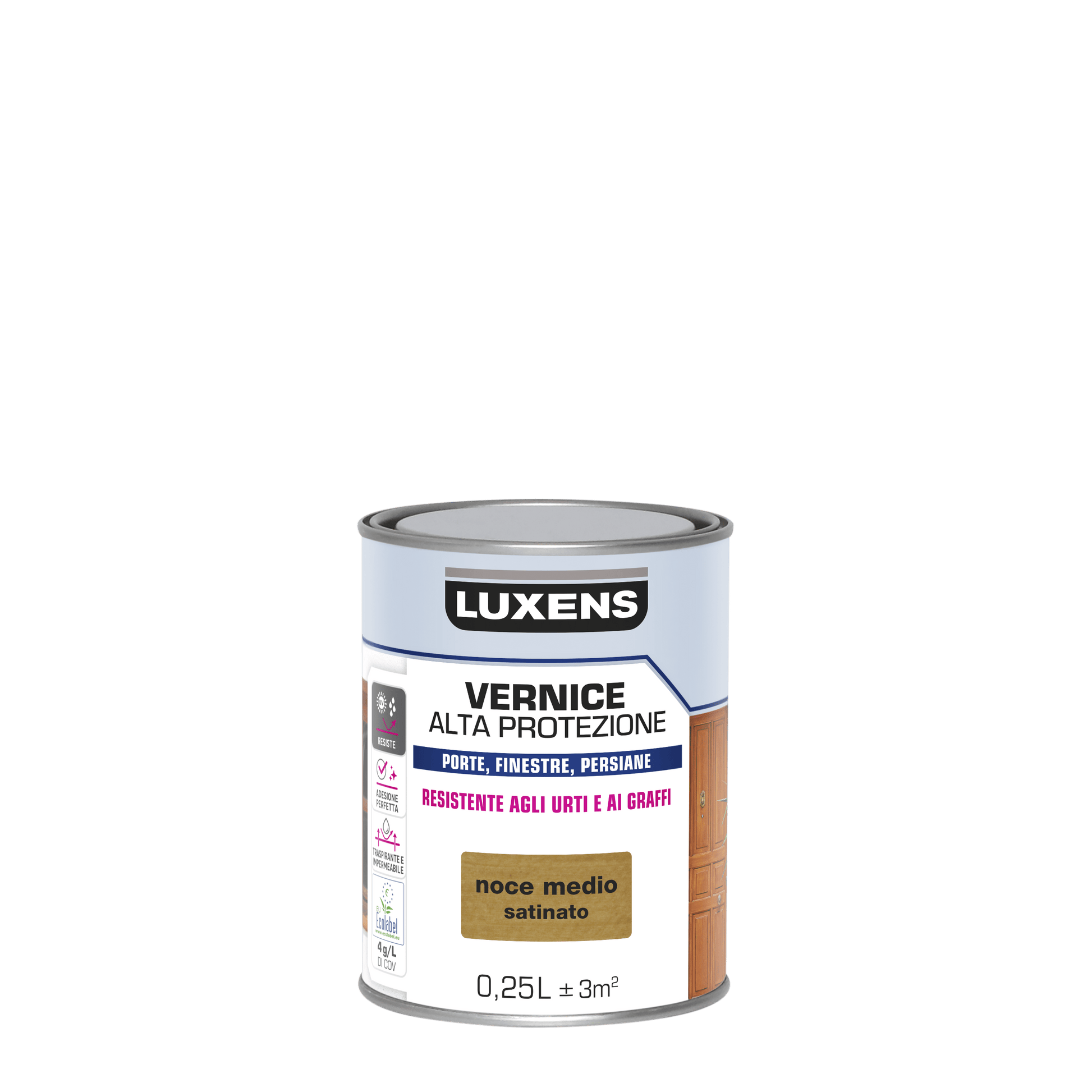 Bricocenter WATER-BASED WOOD PROTECTIVE VARNISH MEDIUM WALNUT SATIN HIGH PROTECTION LUXENS 250 ML