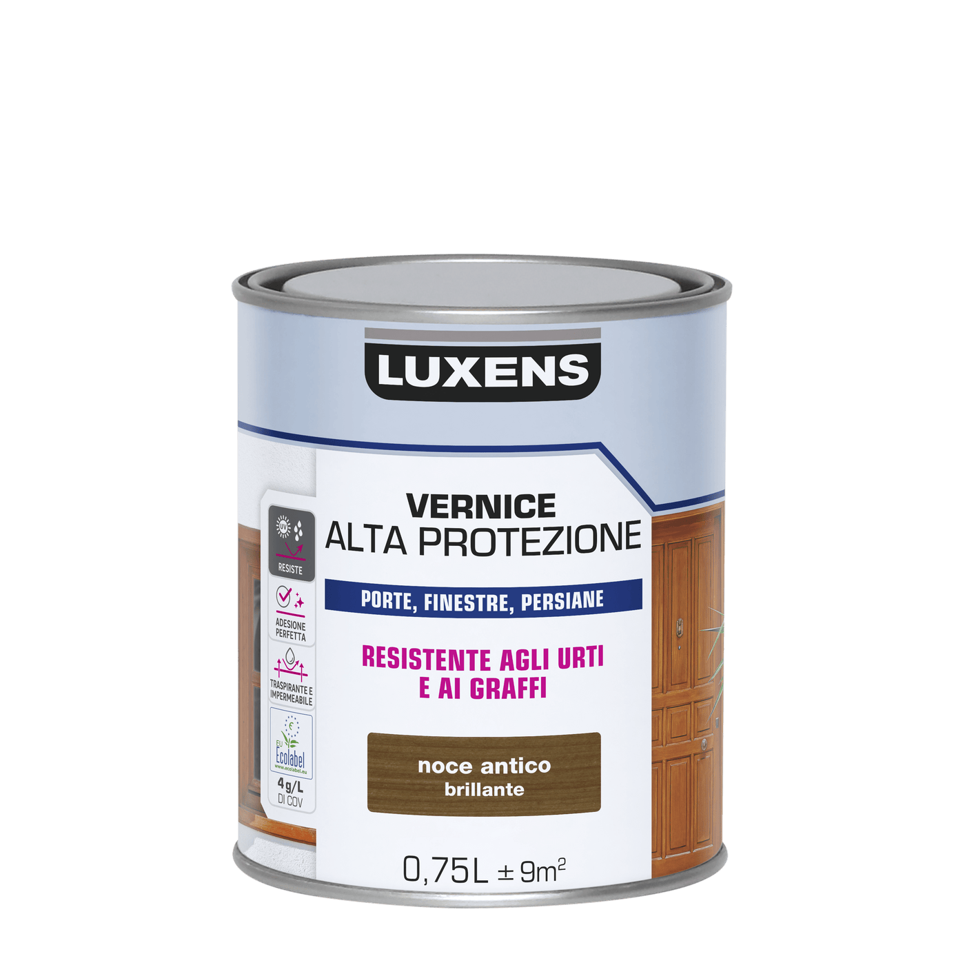 Bricocenter LUXENS HIGH PROTECTION HIGH GLOSS DARK WALNUT WATER BASED WOOD PROTECTIVE VARNISH 750 M