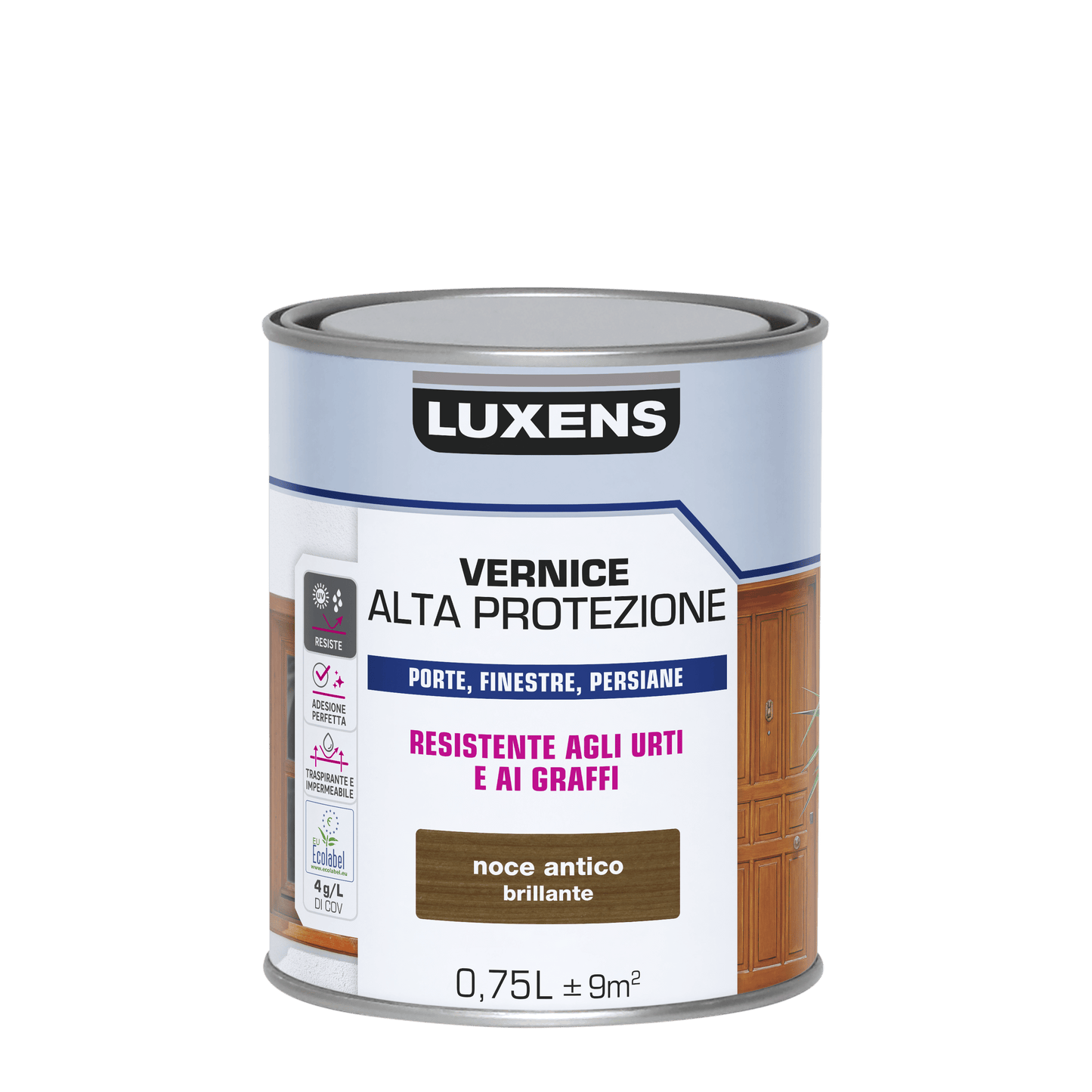Bricocenter LUXENS HIGH PROTECTION HIGH GLOSS DARK WALNUT WATER BASED WOOD PROTECTIVE VARNISH 750 M