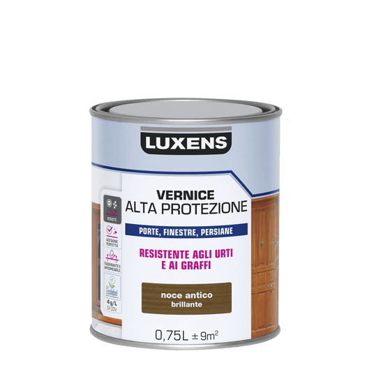 Bricocenter LUXENS HIGH PROTECTION HIGH GLOSS DARK WALNUT WATER BASED WOOD PROTECTIVE VARNISH 750 M