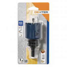 DEXTER 51MM BIMETAL HOLE SAW, WITH STAND AND BIT