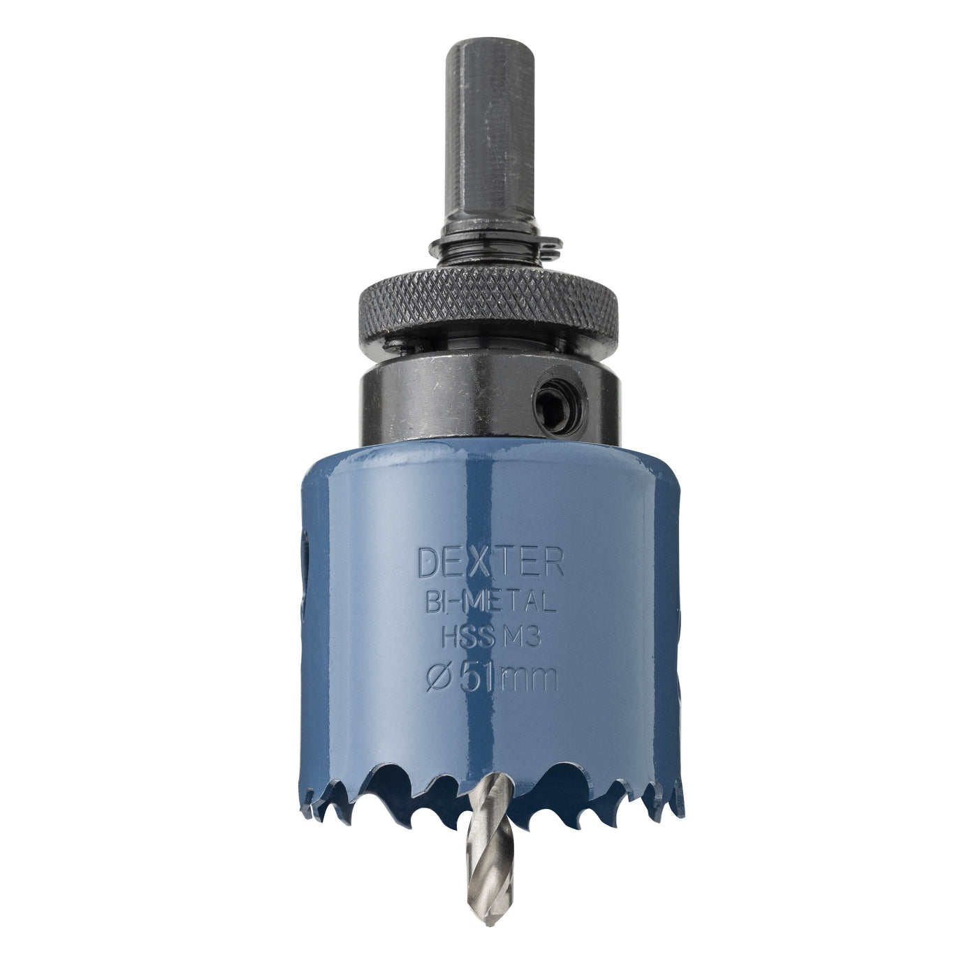 DEXTER 51MM BIMETAL HOLE SAW, WITH STAND AND BIT