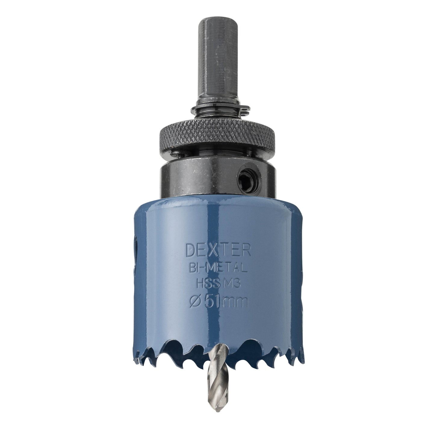 DEXTER 51MM BIMETAL HOLE SAW, WITH STAND AND BIT