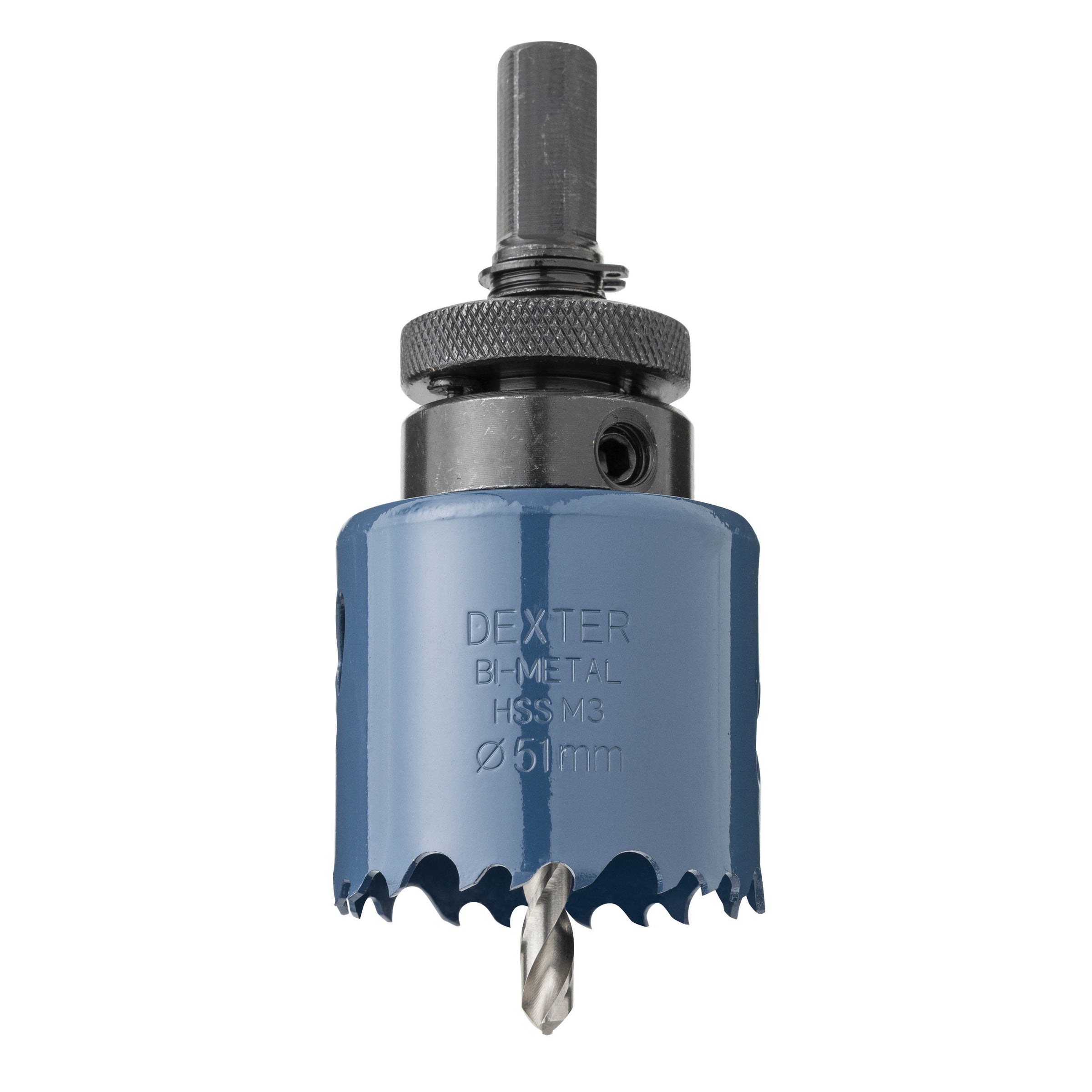 DEXTER 51MM BIMETAL HOLE SAW, WITH STAND AND BIT