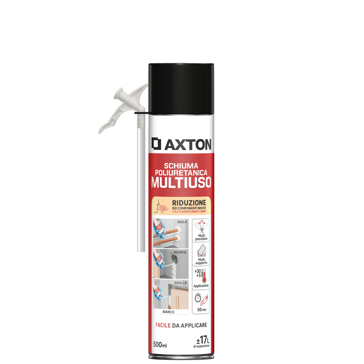 Bricocenter MULTI-PURPOSE DIISOCYANATE FILLING POLYURETHANE FOAM WITH STRAW AXTON 500ML