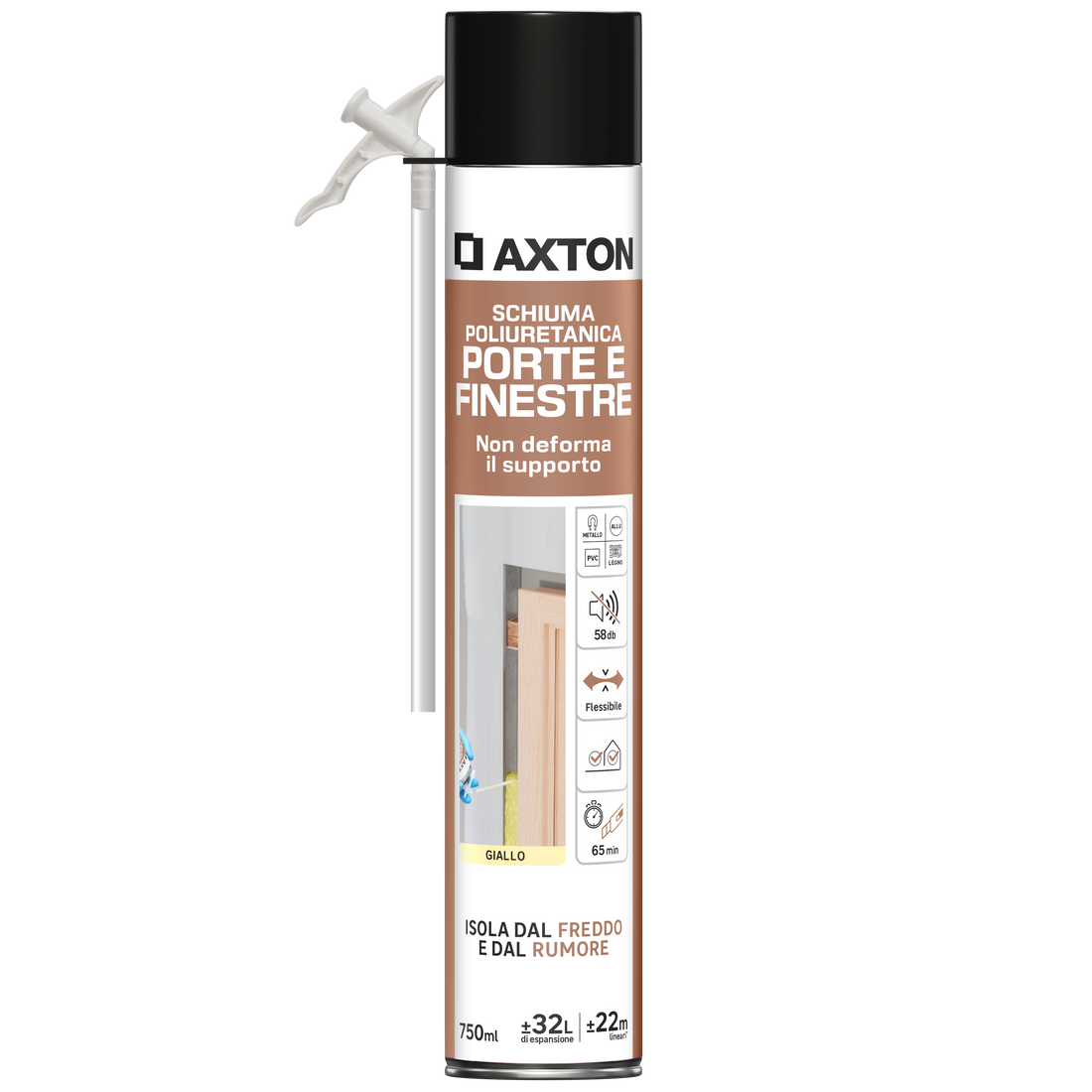 POLYURETHANE FOAM FOR FILLING DOORS AND WINDOWS WITH STRAW AXTON 750ML
