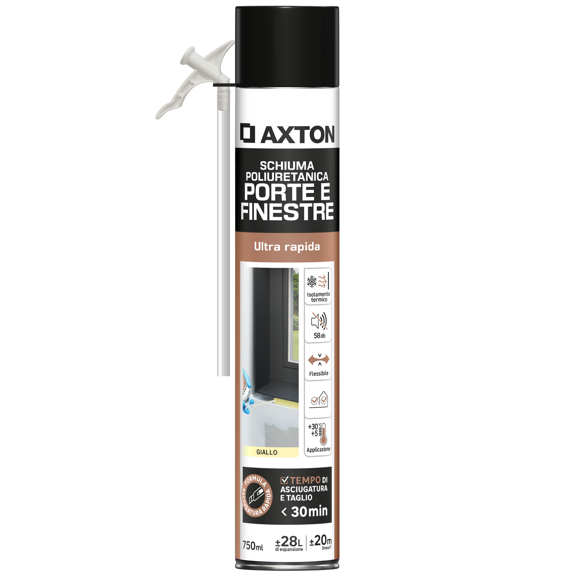 AXTON 750ML QUICK-FILL POLYURETHANE FOAM FOR DOORS AND WINDOWS WITH STRAW