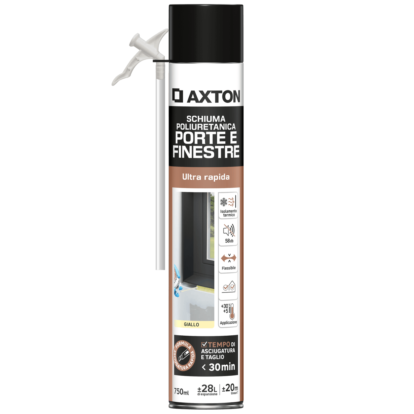 Bricocenter AXTON 750ML RAPID WINDOW AND DOOR FILLING POLYURETHANE FOAM WITH STRAW